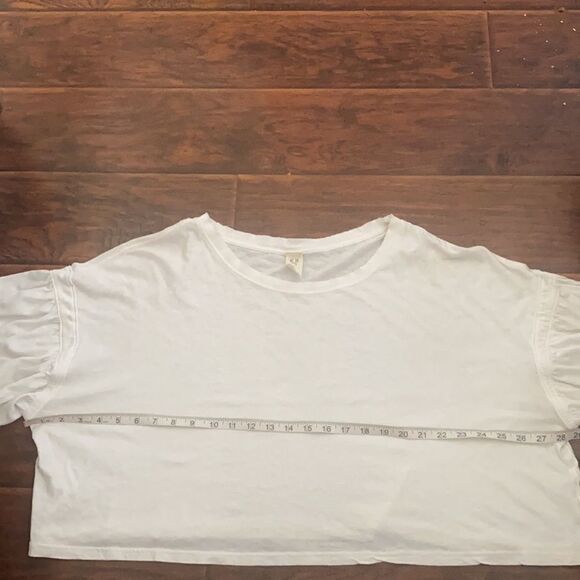 We The Free White Distressed Semi Sheer Casual Balloon Sleeve Top - Picture 5 of 11